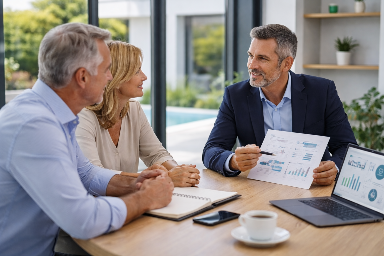 Professional property manager consulting with luxury property owners